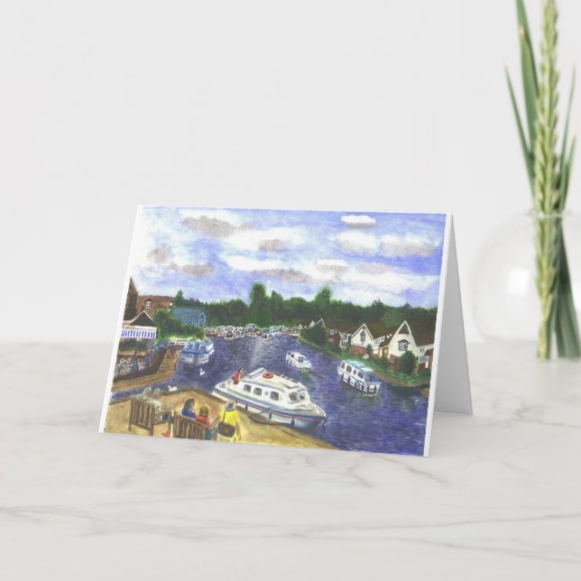 View from Wroxham Bridge Norfolk Broads Card (Front)