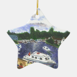 View from Wroxham Bridge Norfolk Broads Ceramic Ornament