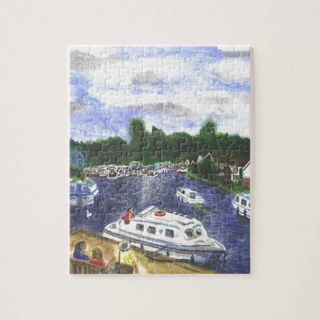 View from Wroxham Bridge Norfolk Broads Jigsaw Puzzle (Vertical)