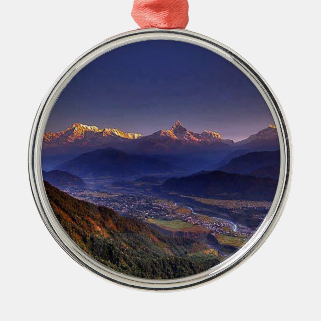 View Landscape  : HIMALAYA POKHARA NEPAL Metal Ornament (Front)