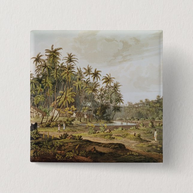 View near Point du Galle, Ceylon Button (Front)
