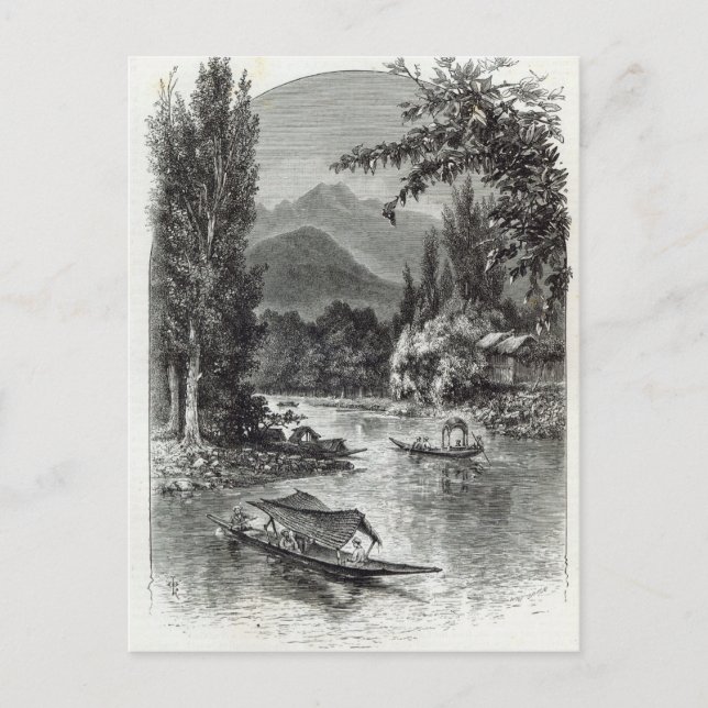 View near Serinugur, from 'Leisure Hour', 1888 Postcard (Front)