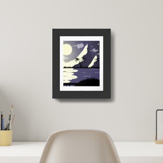 view night moon framed art