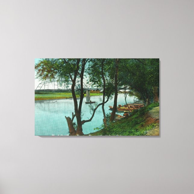 View of a Boat Landing on the Russian River Canvas Print (Front)