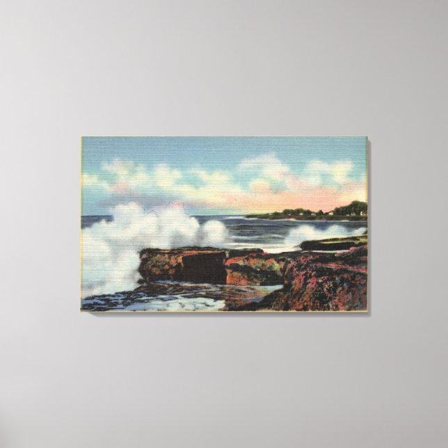 View of a Breaker on West Cliff Drive Canvas Print (Front)