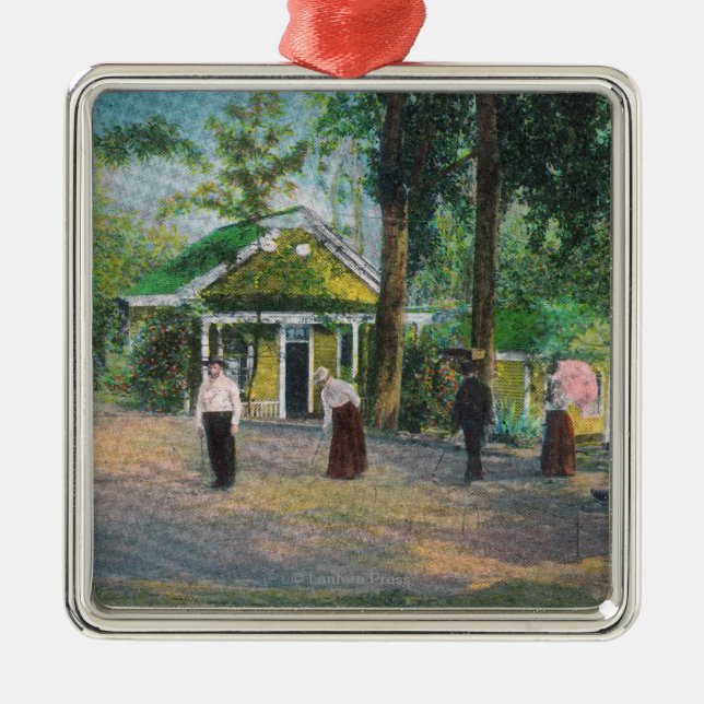View of a Croquet GameHarbin Springs, CA Metal Ornament (Front)