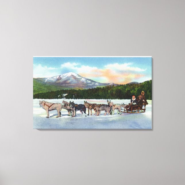 View of a Dogsled Team on Mirror Lake Canvas Print (Front)