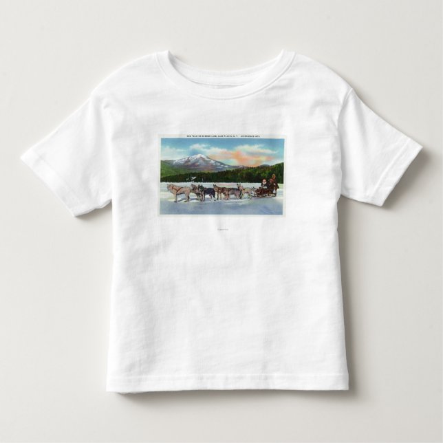 View of a Dogsled Team on Mirror Lake Toddler T-shirt (Front)