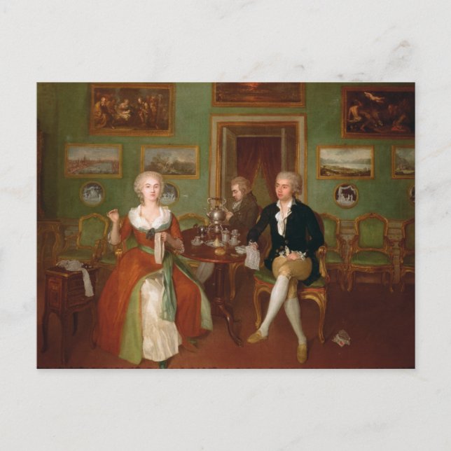 View of a drawing room, 1780 postcard (Front)