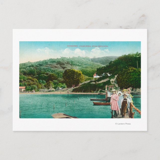 View of a Family on Lake DockInverness, CA Postcard (Front)