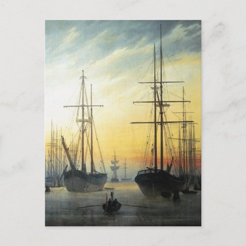 View of a Harbour by Caspar David Friedrich Postca Postcard