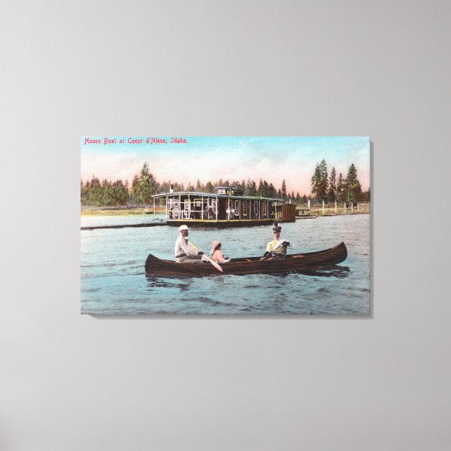 View of a House Boat on the Lake Canvas Print (Front)