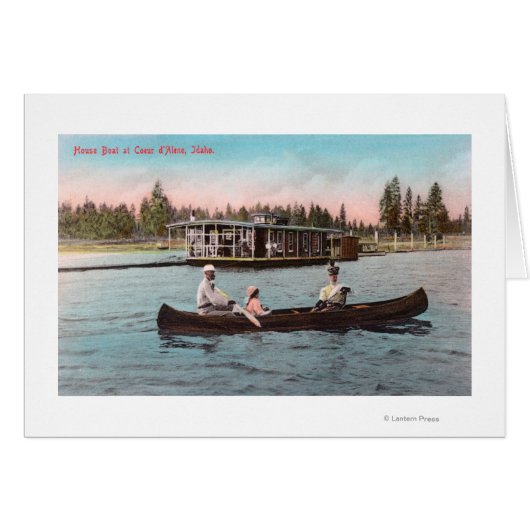 View of a House Boat on the Lake Cards (Front Horizontal)
