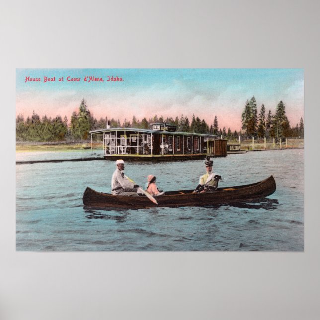 View of a House Boat on the Lake Poster (Front)