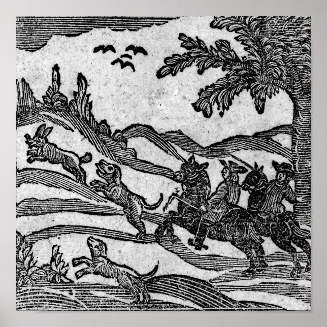 View of a Hunting Scene, from Poster (Front)