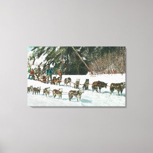 View of a Husky Dog-Sled Team Canvas Print