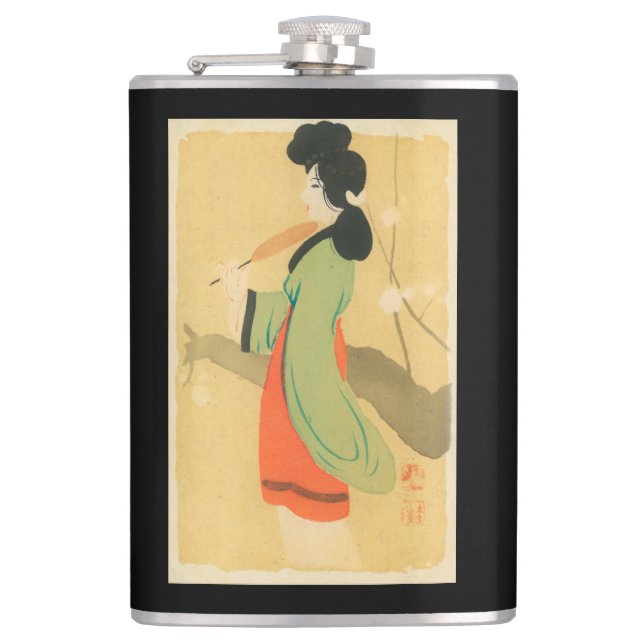 View of a Japanese Woman in ParisParis, France Flask (Front)