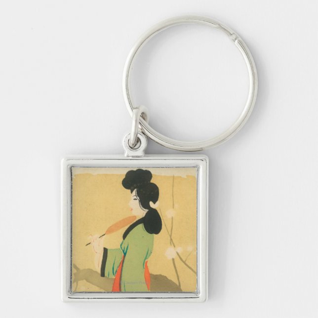 View of a Japanese Woman in ParisParis, France Keychain (Front)