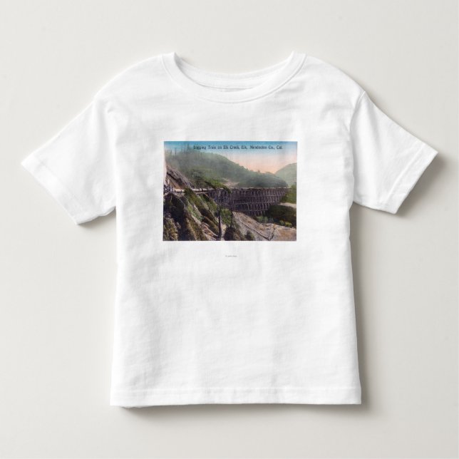 View of A Logging Train over Elk Creek Bridge Toddler T-shirt (Front)