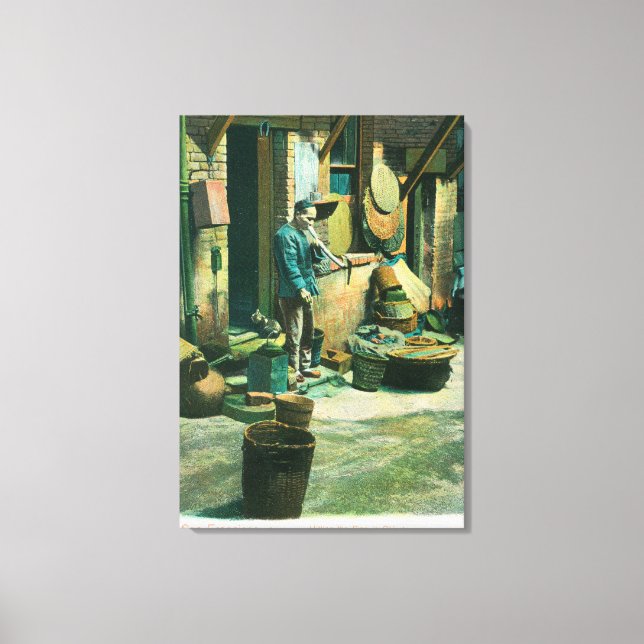 View of a Man Smoking Out of his Pipe Canvas Print (Front)