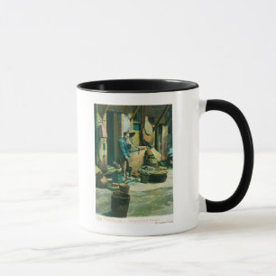 View of a Man Smoking Out of his Pipe Mug