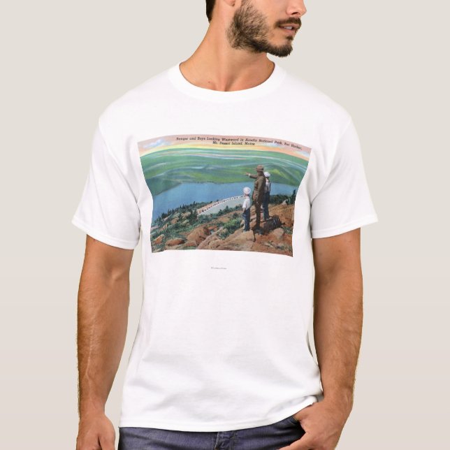 View of a Park Ranger and Boys Looking West T-Shirt (Front)