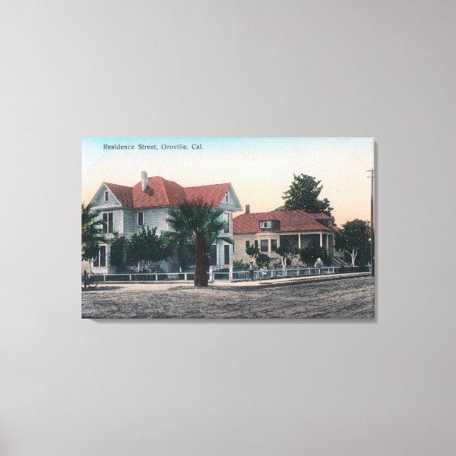 View of a Residence Street, Kid on Bike Canvas Print (Front)