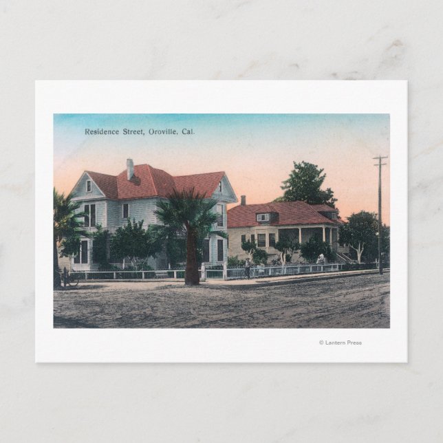 View of a Residence Street, Kid on Bike Postcard (Front)