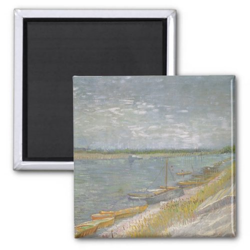 View of a River w Rowing Boats by Vincent van Gogh Magnet