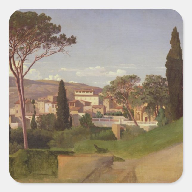 View of a Roman Villa, 1844 Square Sticker (Front)
