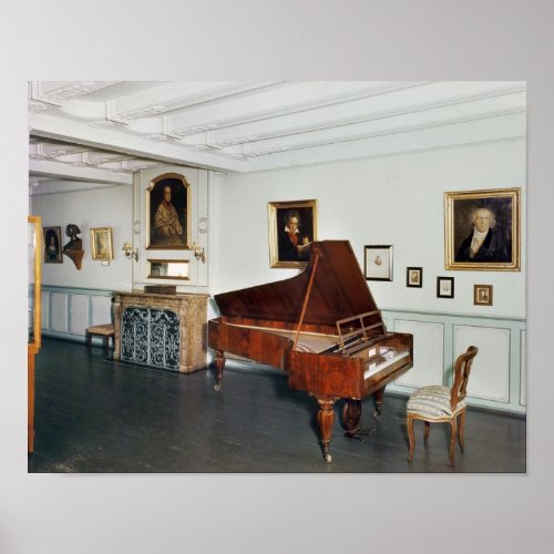 View of a room with a grand piano poster