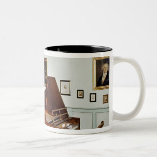 View of a room with a grand piano Two-Tone coffee mug