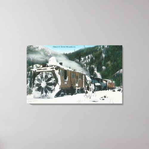 View of a Rotary Snow Plow in the Mountains Canvas Print