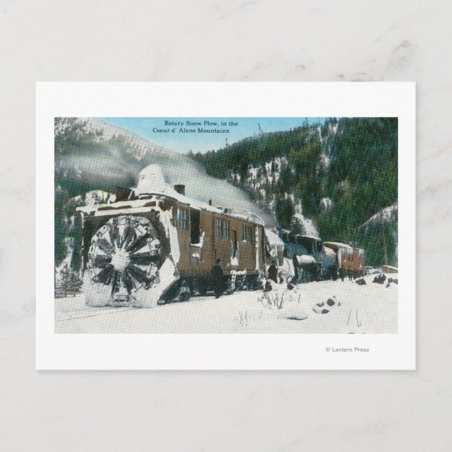 View of a Rotary Snow Plow in the Mountains Postcard (Front)