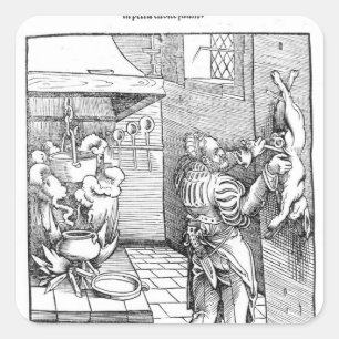 View of a sixteenth century kitchen with cook square sticker
