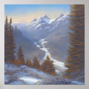 View of a Snowy Mountaintop Poster