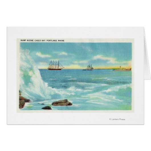View of a Surf Scene, Ships on Casco Bay Cards (Front Horizontal)