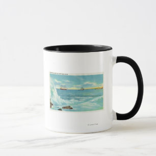 View of a Surf Scene, Ships on Casco Bay Mug