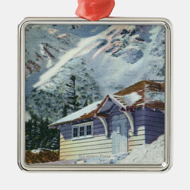 View of a US Forest Service Ski Shelter Metal Ornament (Front)