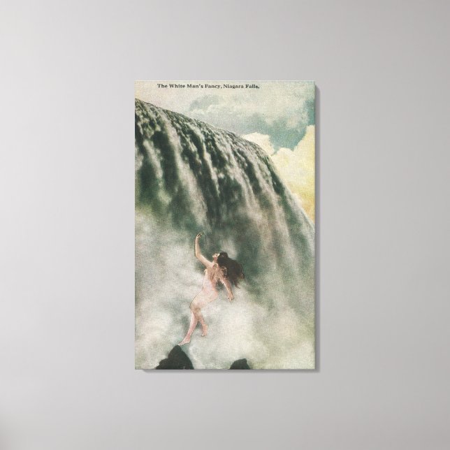 View of a Woman in the Falls Canvas Print (Front)