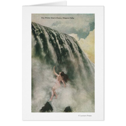 View of a Woman in the Falls Cards (Front)