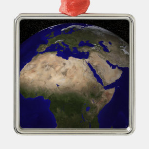 View of Africa, Europe, the Middle East, and In Metal Ornament