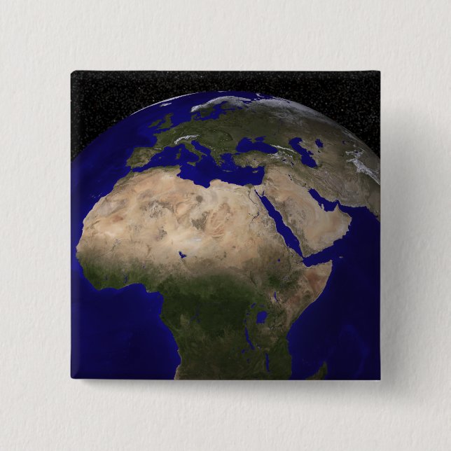 View of Africa, Europe, the Middle East, and In Pinback Button (Front)