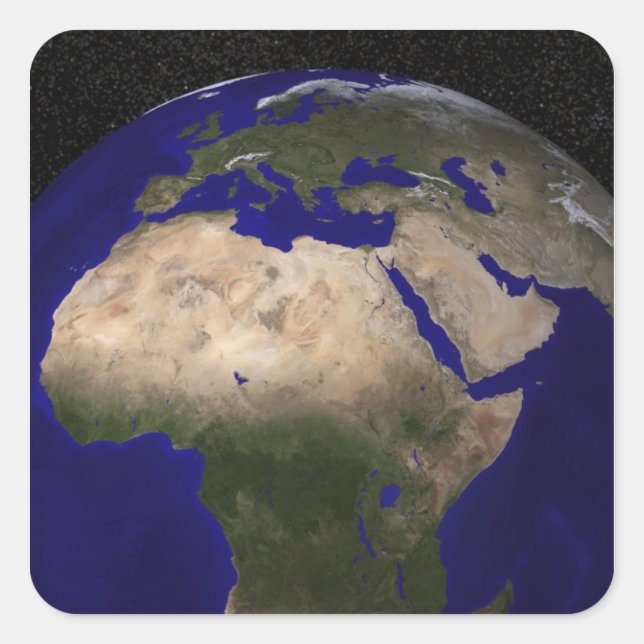View of Africa, Europe, the Middle East, and In Square Sticker (Front)
