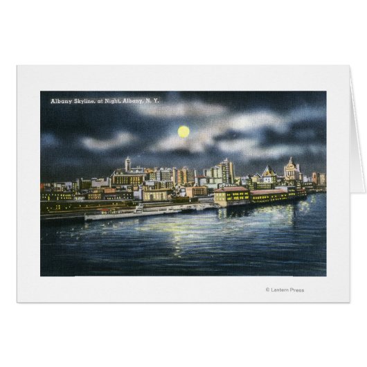View of Albany Skyline at Night Cards (Front Horizontal)