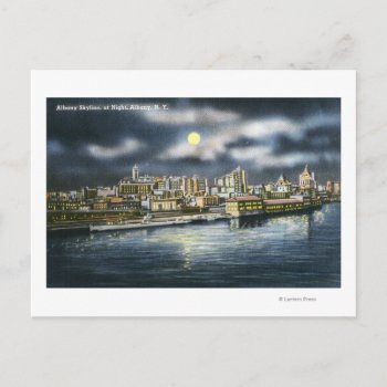 View Of Albany Skyline At Night Postcard by LanternPress at Zazzle