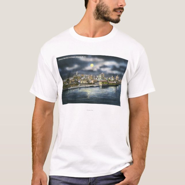 View of Albany Skyline at Night T-Shirt (Front)