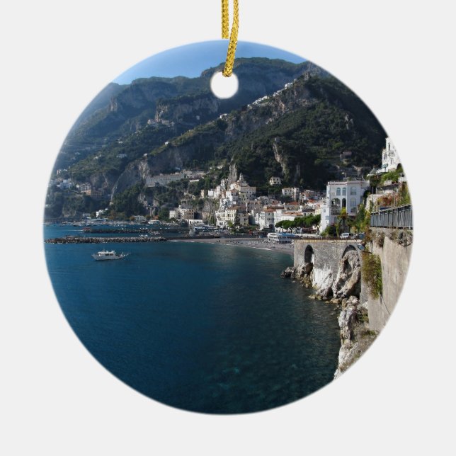 View of Amalfi coast Ceramic Ornament (Front)
