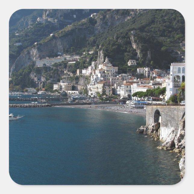 View of Amalfi coast Square Sticker (Front)