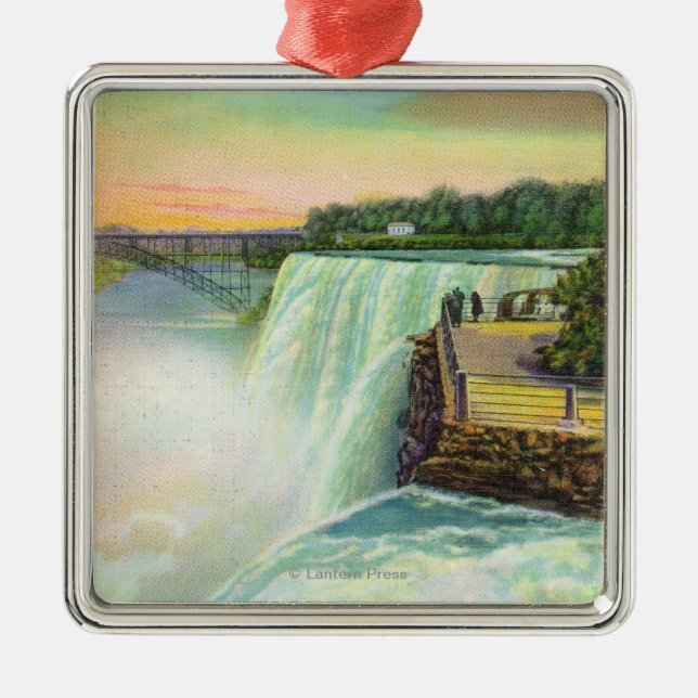 View of American Falls from Goat Island Metal Ornament (Front)